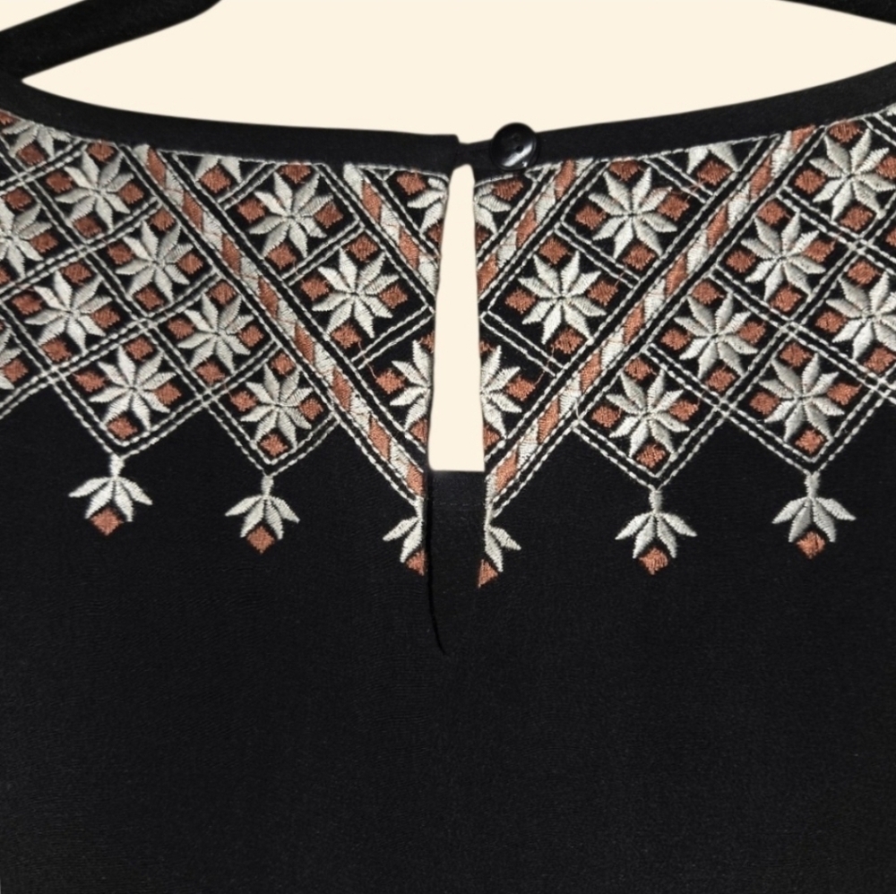 Madewell Black Silk Short Sleeve Floral Cinched Waist Layered Mini Dress - Picture 4 of 6